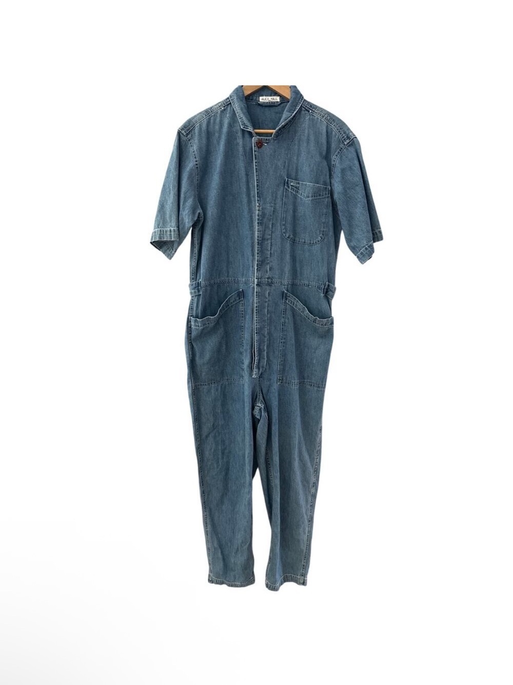 Alex Mill Standard Short Sleeve Denim Jumpsuit Coveralls Flight Suit Small - Picture 4 of 10
